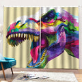 Colorful Tyrannosaurus Rex Print Pencil Pleat Curtains