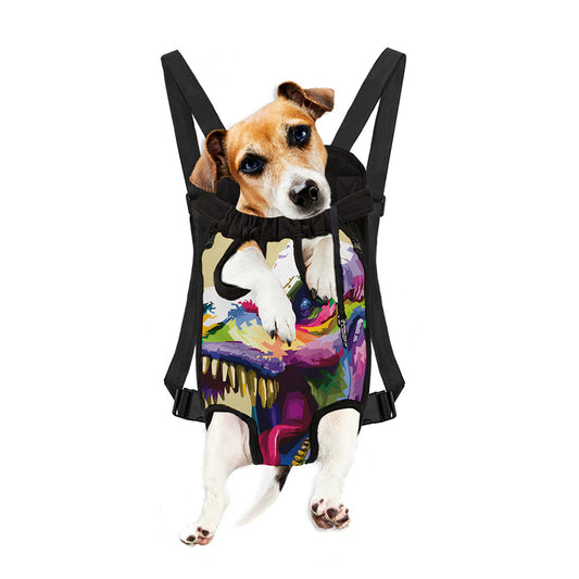 Colorful Tyrannosaurus Rex Print Pet Carrier Backpack