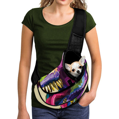 Colorful Tyrannosaurus Rex Print Pet Sling Carrier