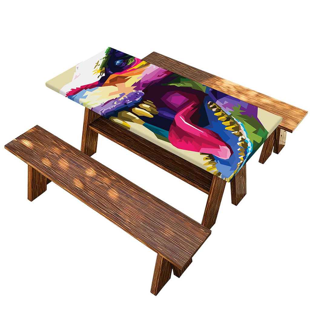 Colorful Tyrannosaurus Rex Print Picnic Table Cover