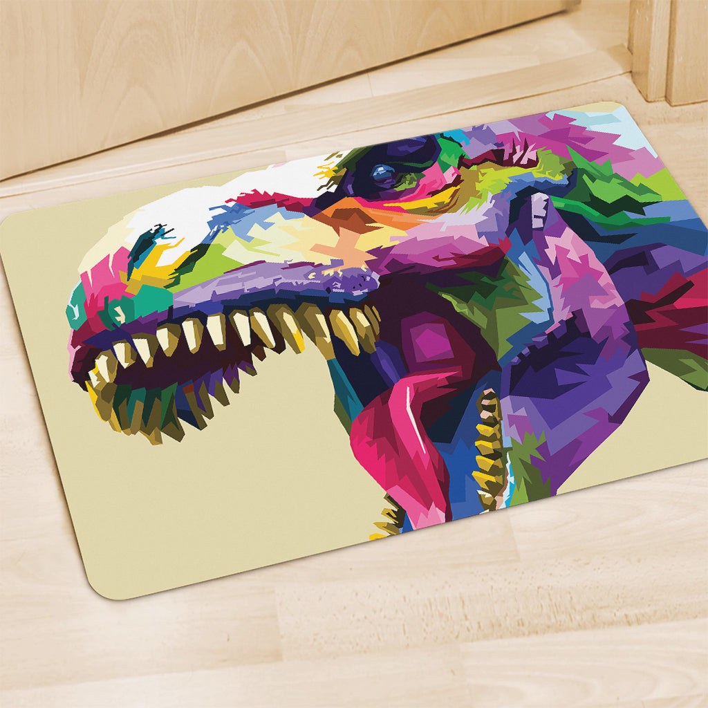 Colorful Tyrannosaurus Rex Print Polyester Doormat