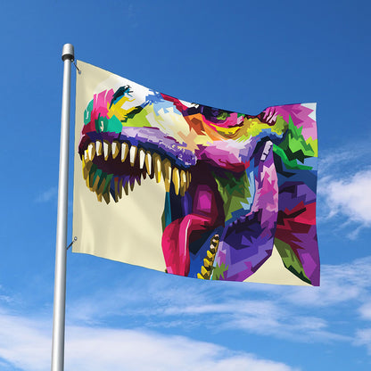 Colorful Tyrannosaurus Rex Print Polyester Flag