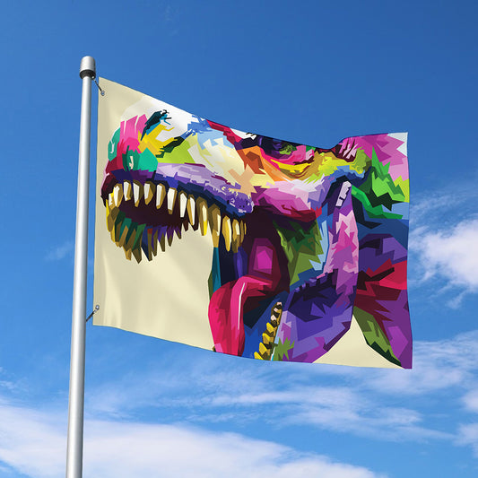 Colorful Tyrannosaurus Rex Print Polyester Flag