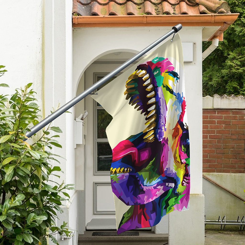 Colorful Tyrannosaurus Rex Print Polyester Flag