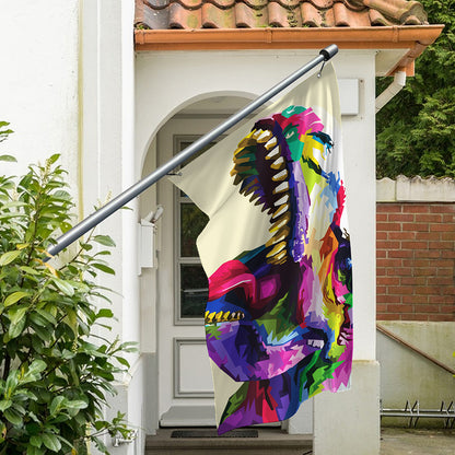 Colorful Tyrannosaurus Rex Print Polyester Flag