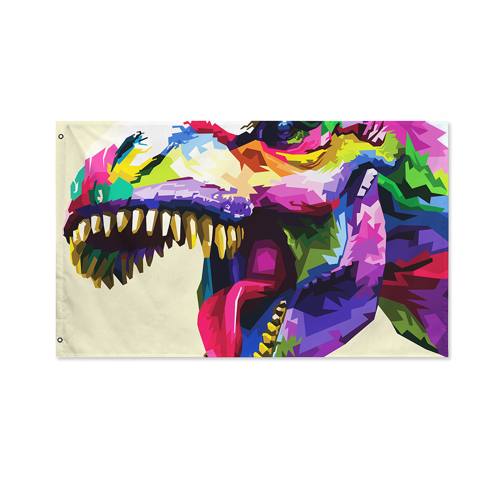Colorful Tyrannosaurus Rex Print Polyester Flag