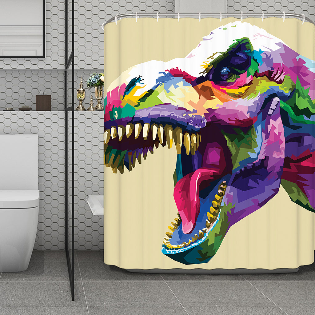 Colorful Tyrannosaurus Rex Print Polyester Shower Curtain
