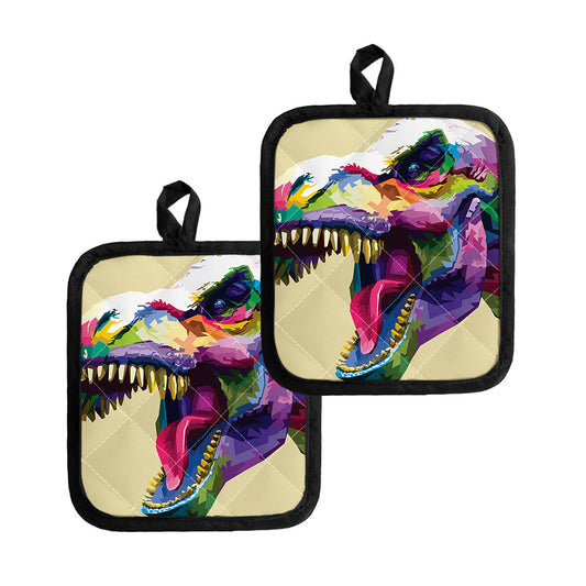 Colorful Tyrannosaurus Rex Print Pot Holders