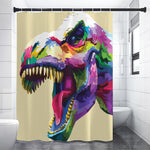 Colorful Tyrannosaurus Rex Print Premium Shower Curtain