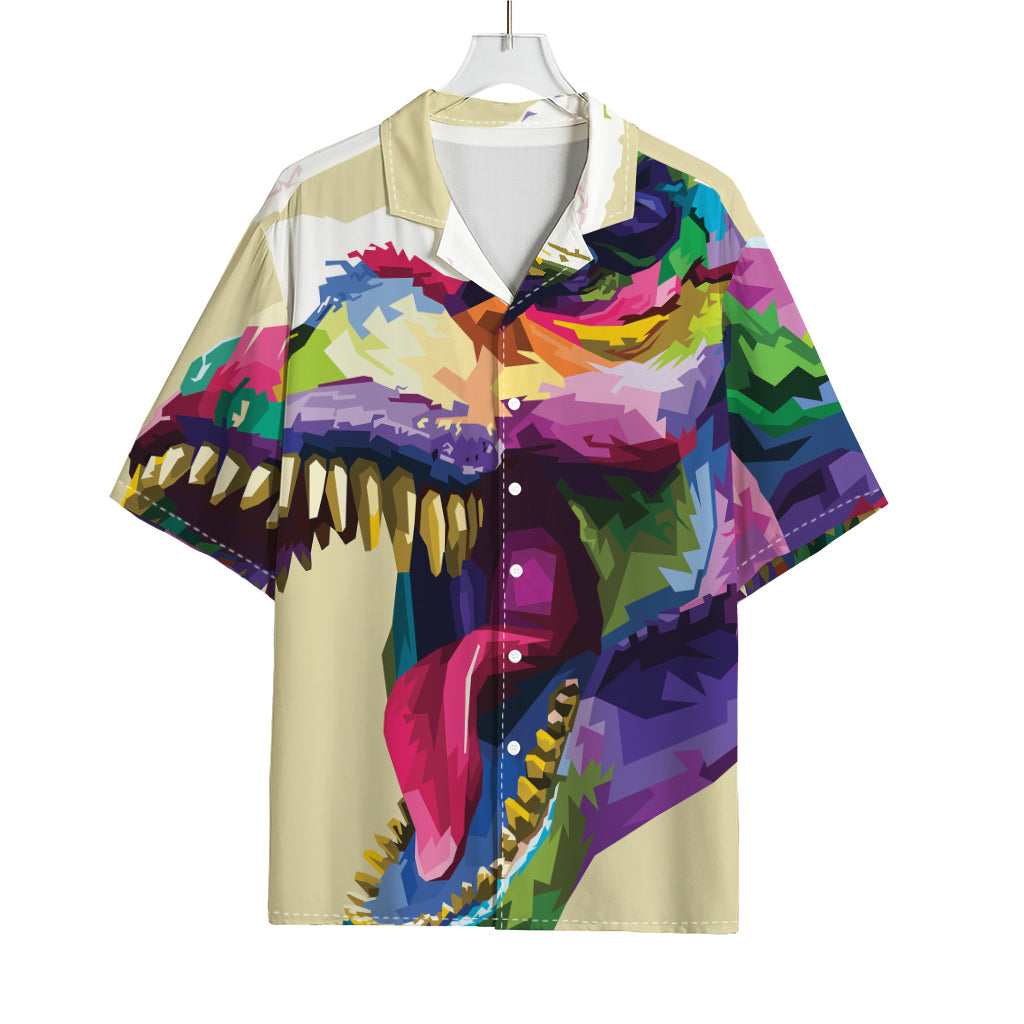 Colorful Tyrannosaurus Rex Print Rayon Hawaiian Shirt