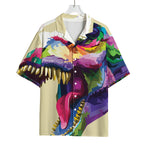 Colorful Tyrannosaurus Rex Print Rayon Hawaiian Shirt