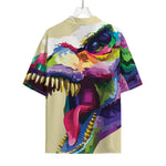Colorful Tyrannosaurus Rex Print Rayon Hawaiian Shirt