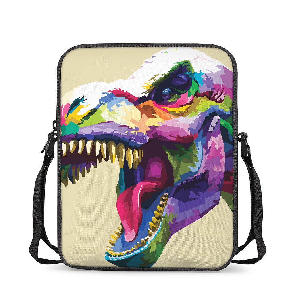 Colorful Tyrannosaurus Rex Print Rectangular Crossbody Bag