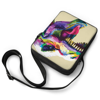 Colorful Tyrannosaurus Rex Print Rectangular Crossbody Bag
