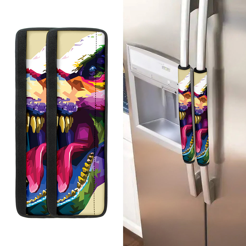 Colorful Tyrannosaurus Rex Print Refrigerator Handle Covers