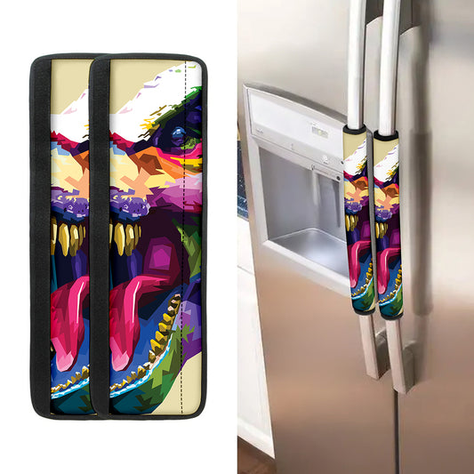 Colorful Tyrannosaurus Rex Print Refrigerator Handle Covers
