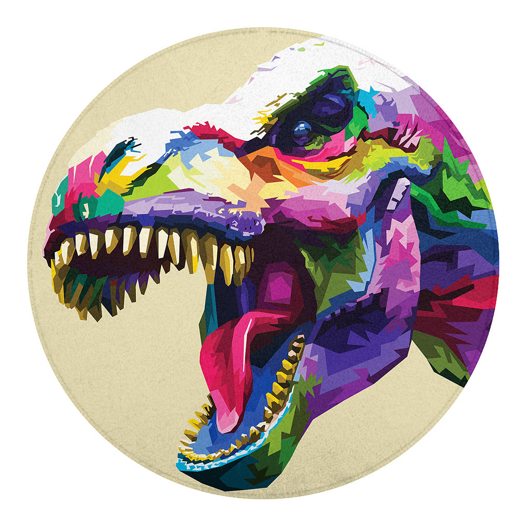 Colorful Tyrannosaurus Rex Print Round Blanket