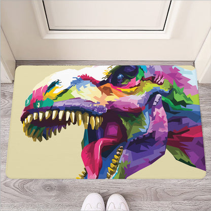 Colorful Tyrannosaurus Rex Print Rubber Doormat