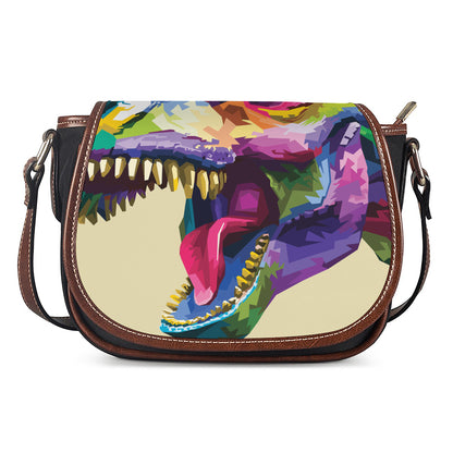 Colorful Tyrannosaurus Rex Print Saddle Bag