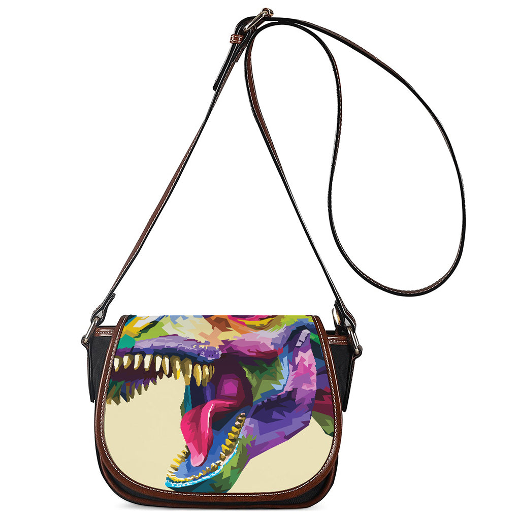 Colorful Tyrannosaurus Rex Print Saddle Bag