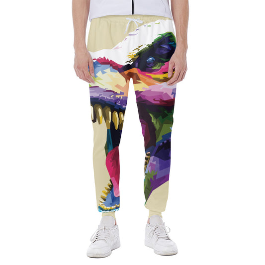 Colorful Tyrannosaurus Rex Print Scuba Joggers