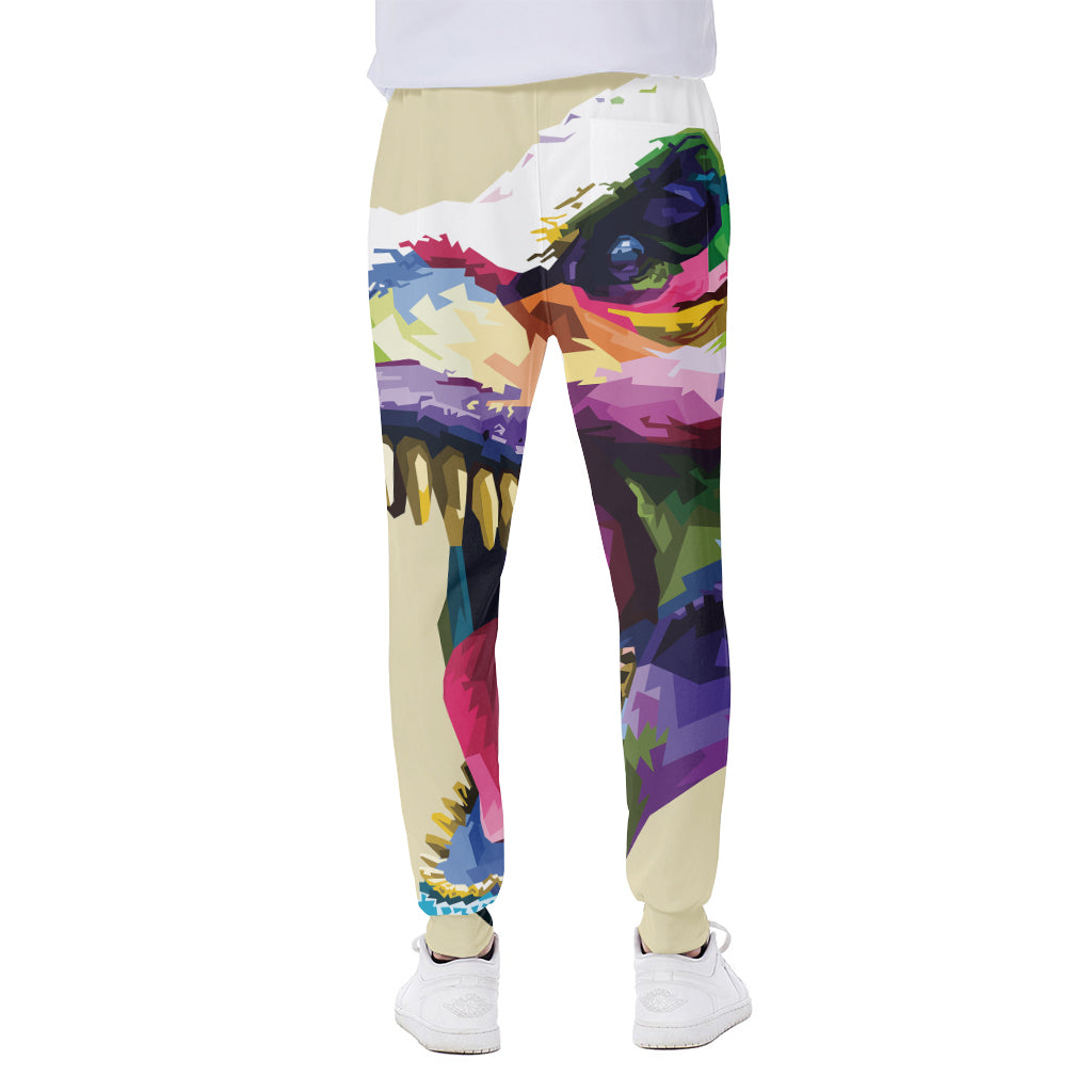 Colorful Tyrannosaurus Rex Print Scuba Joggers