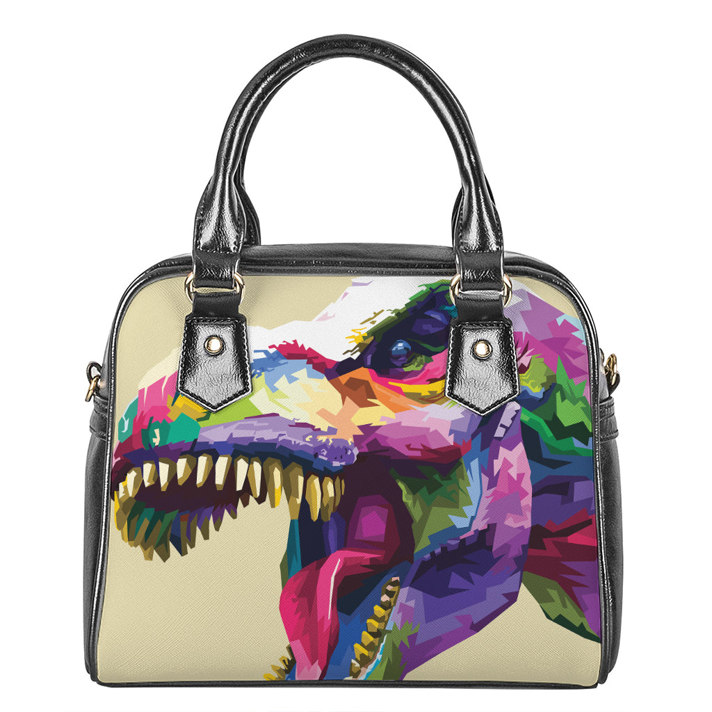 Colorful Tyrannosaurus Rex Print Shoulder Handbag