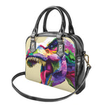 Colorful Tyrannosaurus Rex Print Shoulder Handbag