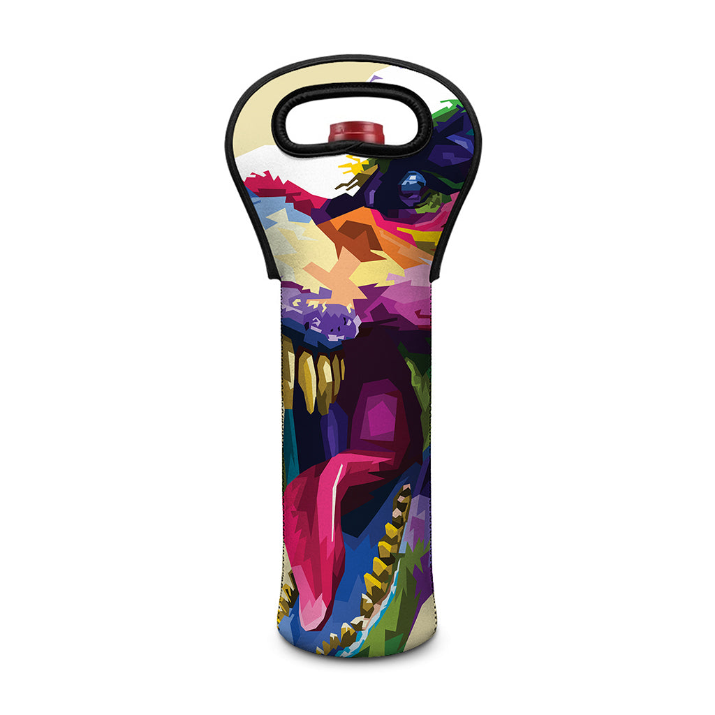 Colorful Tyrannosaurus Rex Print Single Neoprene Wine Tote