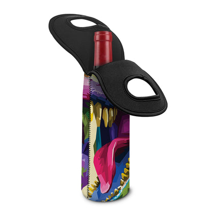 Colorful Tyrannosaurus Rex Print Single Neoprene Wine Tote
