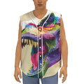 Colorful Tyrannosaurus Rex Print Sleeveless Baseball Jersey