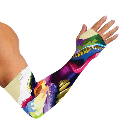 Colorful Tyrannosaurus Rex Print Sun Protection Arm Sleeves