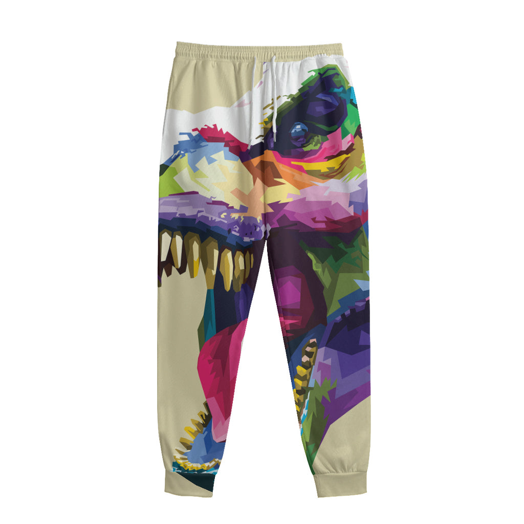 Colorful Tyrannosaurus Rex Print Sweatpants