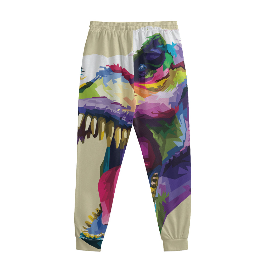 Colorful Tyrannosaurus Rex Print Sweatpants