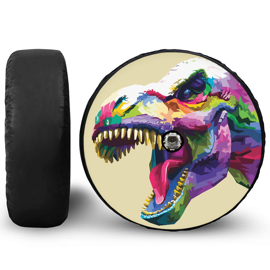 Colorful Tyrannosaurus Rex Print Tire Cover With Camera Hole