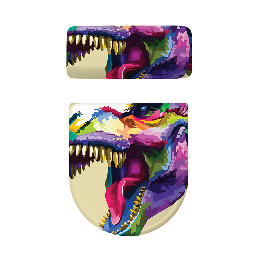 Colorful Tyrannosaurus Rex Print Toilet Lid And Tank Cover Set