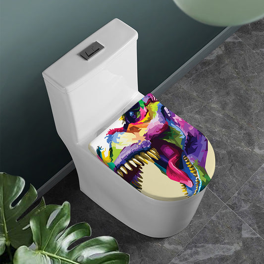 Colorful Tyrannosaurus Rex Print Toilet Lid Cover