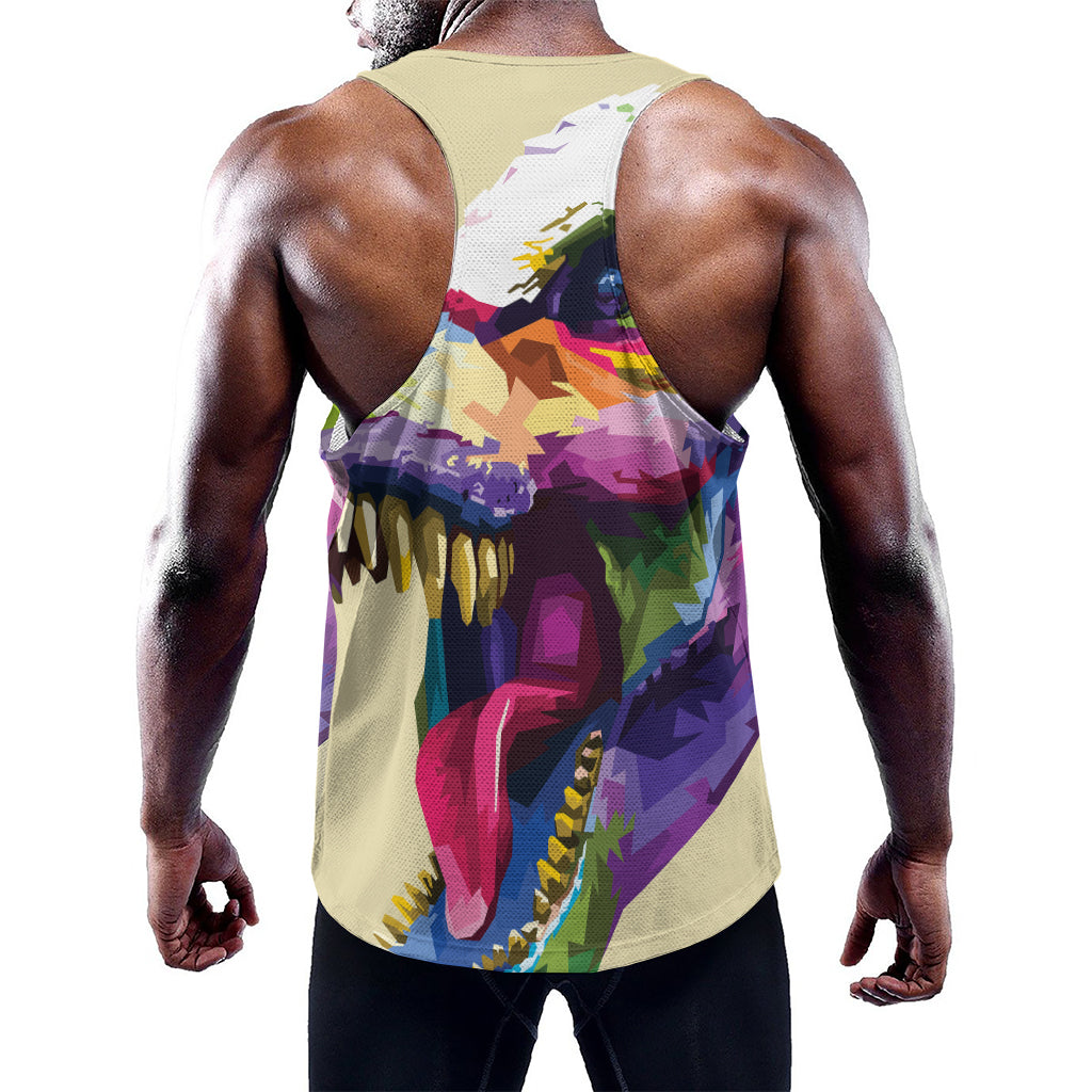 Colorful Tyrannosaurus Rex Print Training Tank Top