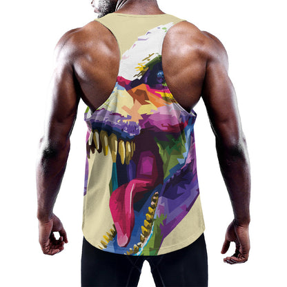 Colorful Tyrannosaurus Rex Print Training Tank Top