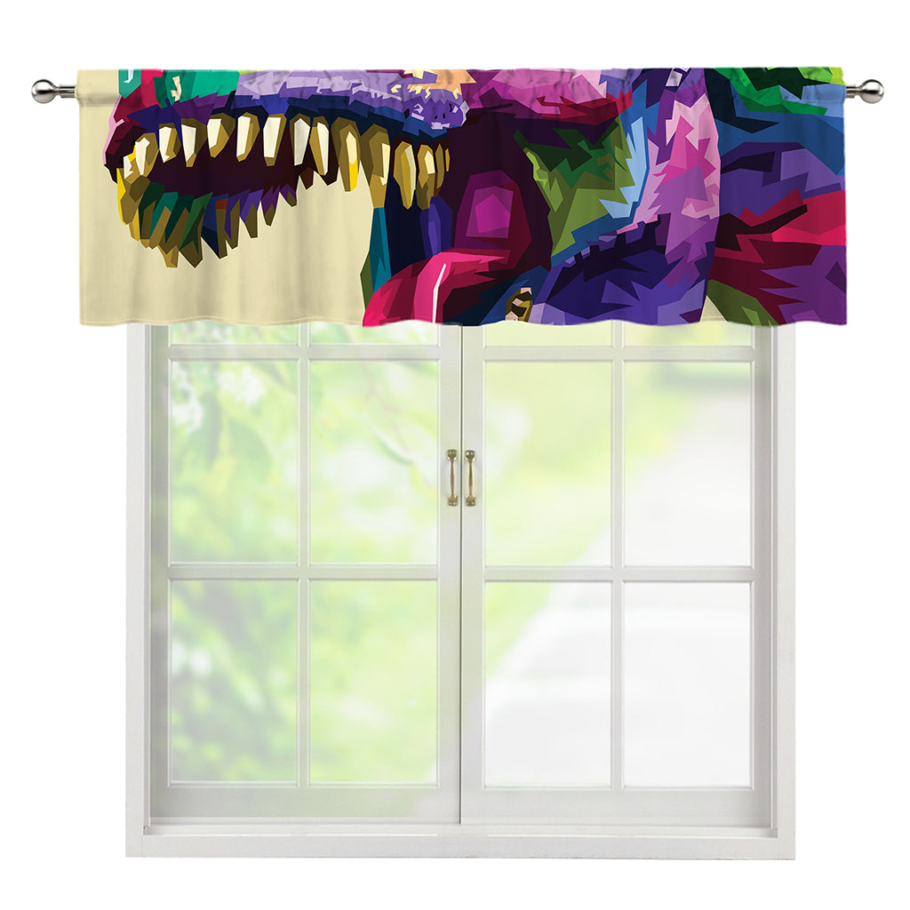 Colorful Tyrannosaurus Rex Print Window Valance