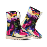 Colorful Tyrannosaurus Rex Print Winter Boots