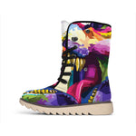 Colorful Tyrannosaurus Rex Print Winter Boots