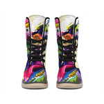 Colorful Tyrannosaurus Rex Print Winter Boots