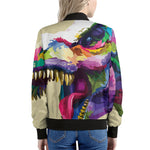 Colorful Tyrannosaurus Rex Print Women's Bomber Jacket