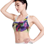 Colorful Tyrannosaurus Rex Print Women's Sports Bra
