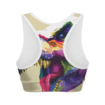 Colorful Tyrannosaurus Rex Print Women's Sports Bra