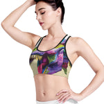 Colorful Tyrannosaurus Rex Print Women's Sports Bra