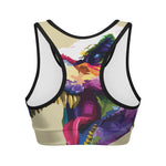 Colorful Tyrannosaurus Rex Print Women's Sports Bra