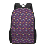 Colorful UFO Pattern Print 17 Inch Backpack