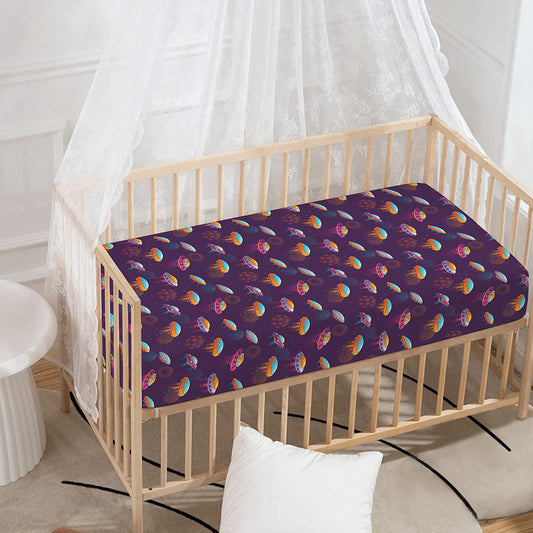 Colorful UFO Pattern Print Baby Crib Sheet
